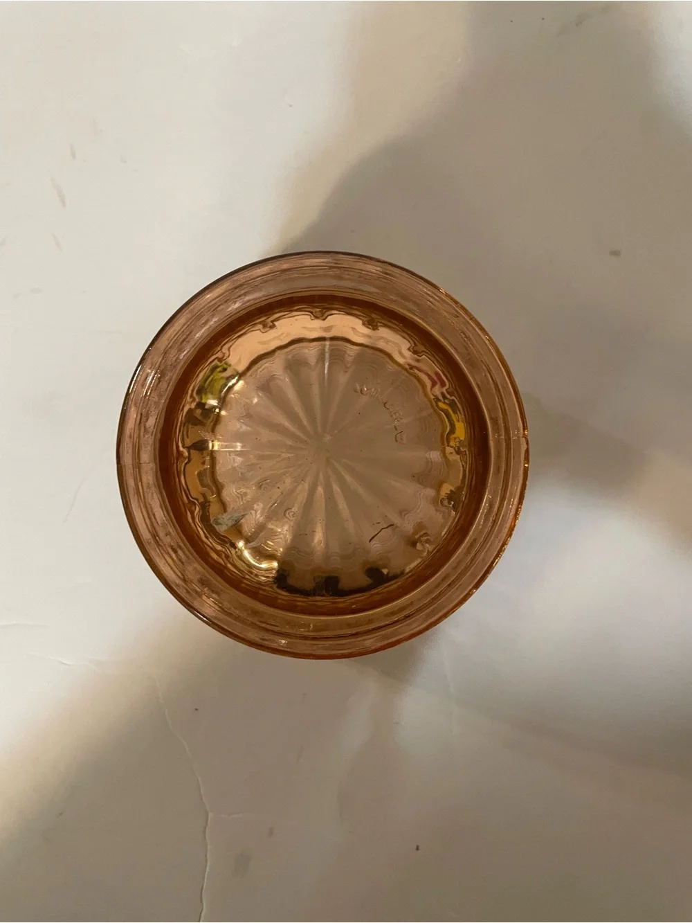 Vintage Peach Pink Depression Glass Jar with Lid Cottage Core KIG Indonesia